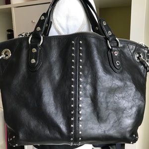 Michael Kors black leather studded handbag